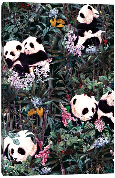 Rainforest Pandas Canvas Art Print - Bamboo Art