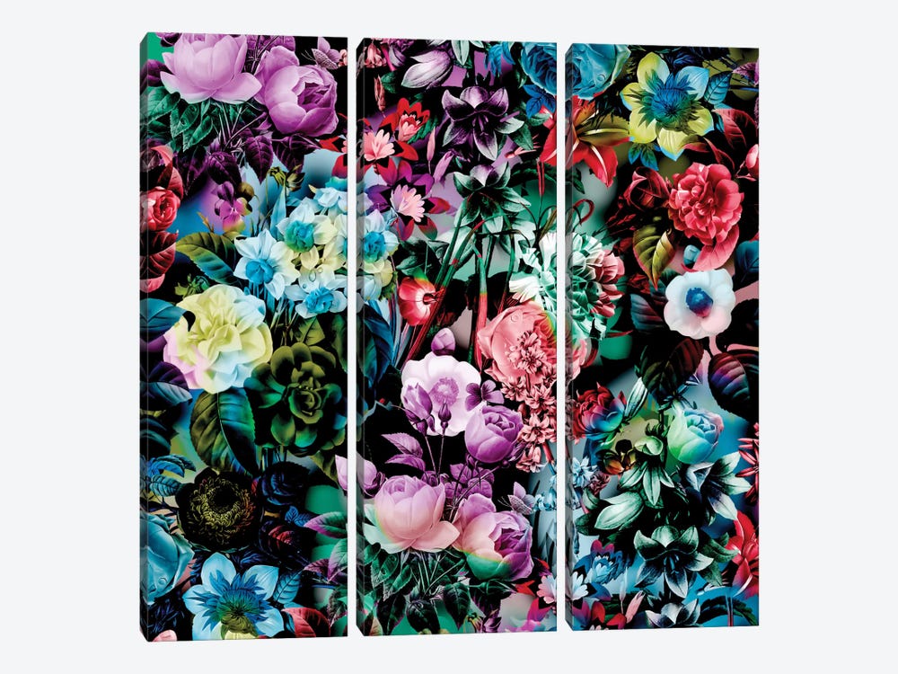 Multicolor Floral Pattern by Burcu Korkmazyurek 3-piece Canvas Wall Art