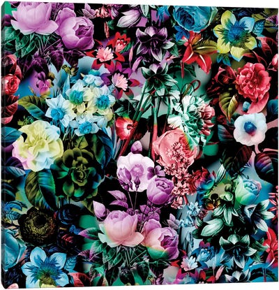 Multicolor Floral Pattern Canvas Art Print - Floral & Botanical Patterns