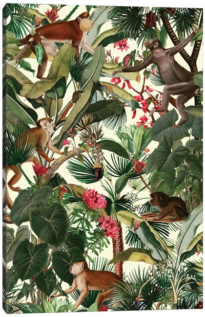 Monkey Forest Canvas Art Print - Burcu Korkmazyurek