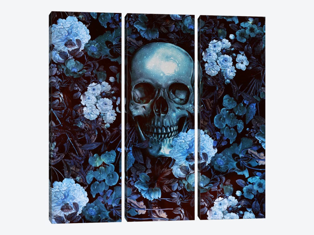 Skull And Flowers by Burcu Korkmazyurek 3-piece Canvas Art