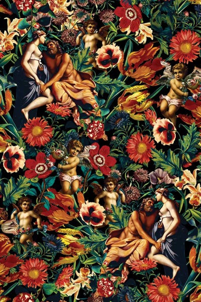 Hera & Zeus Garden Pattern by Burcu Korkmazyurek framed canvas print