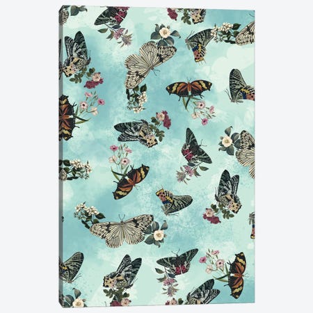 Butterfly Floral Canvas Print #BUR77} by Burcu Korkmazyurek Canvas Art