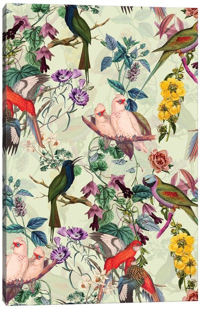 Floral And Birds VIII Canvas Art Print - Floral & Botanical Patterns