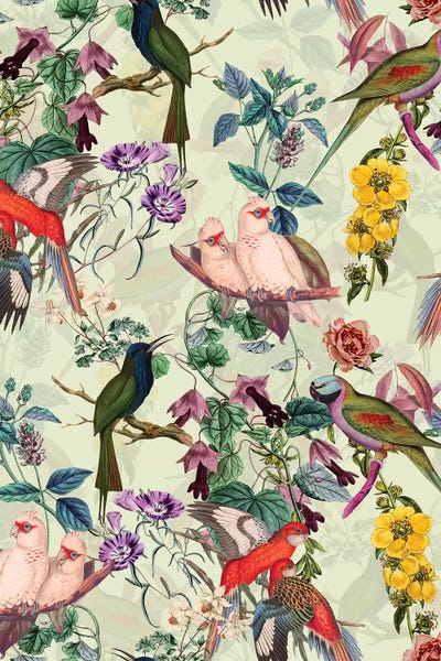 Animal Patterns: Floral And Birds VIII by Burcu Korkmazyurek