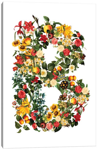 Floral "B" Canvas Art Print - Burcu Korkmazyurek