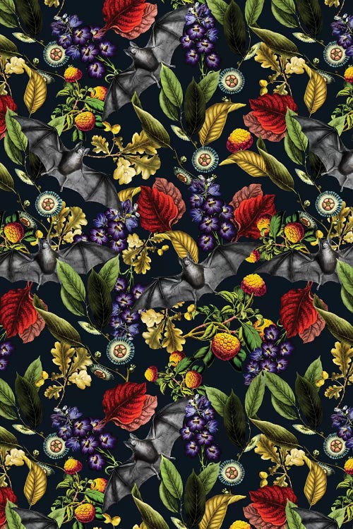 Flying Fox And Floral Pattern