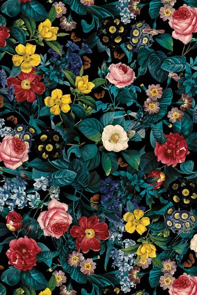 Floral & Botanical Patterns: Night Garden XXV by Burcu Korkmazyurek
