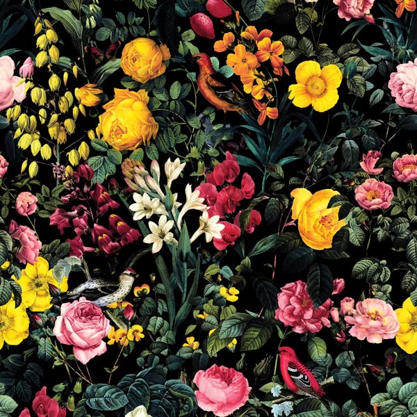 Floral & Botanical Patterns: Floral And Bird I by Burcu Korkmazyurek