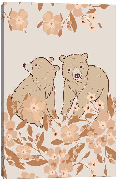 Two Bears Canvas Art Print - Brown Bear Art