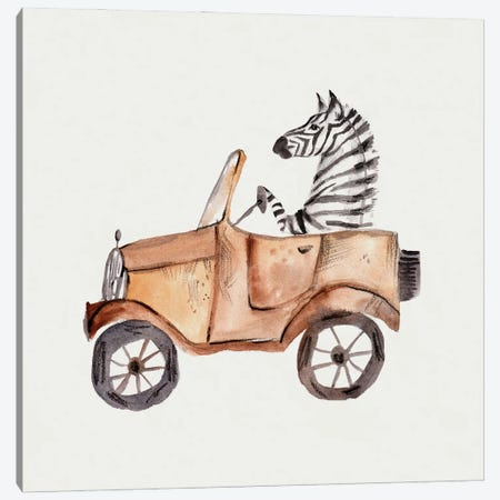 Africa Series - Zebra In Car Canvas Print #BUV1} by Bernadett Urbanovics Canvas Wall Art