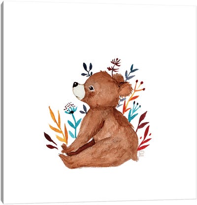 Lonely Bear Canvas Art Print - Brown Bear Art