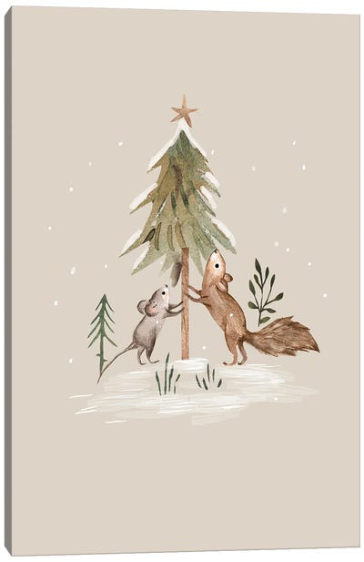Finding A Christmastree Canvas Art Print - Squirrel Art