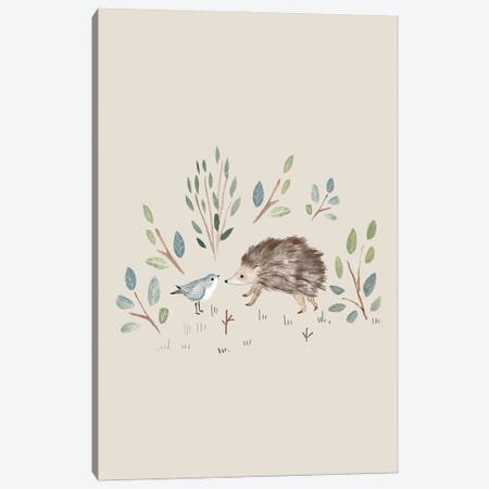 Cute Animals - Bird And Hedgehog Canvas Print #BUV27} by Bernadett Urbanovics Art Print