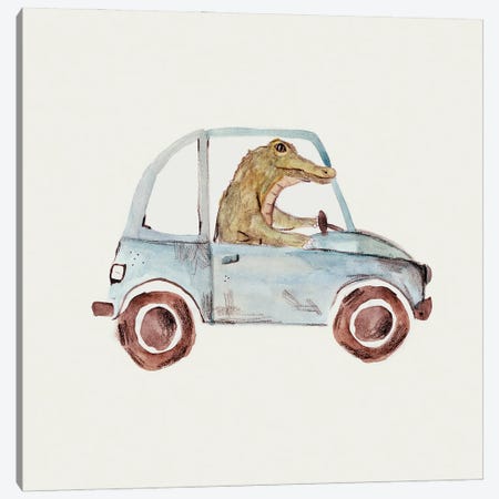 Africa Series - Crocodile In Car Canvas Print #BUV2} by Bernadett Urbanovics Canvas Artwork