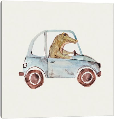 Africa Series - Crocodile In Car Canvas Art Print - Crocodile & Alligator Art