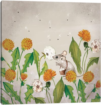 Dandelion Harvest Canvas Art Print - Mouse Art
