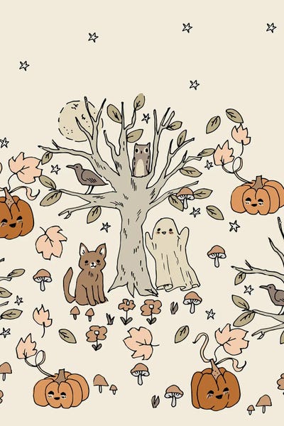 Ghosts: Halloween Tree by Bernadett Urbanovics