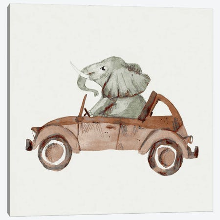 Africa Series - Elephant In Car Canvas Print #BUV3} by Bernadett Urbanovics Canvas Artwork