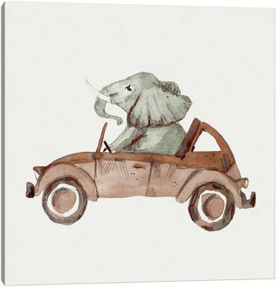 Africa Series - Elephant In Car Canvas Art Print - Bernadett Urbanovics