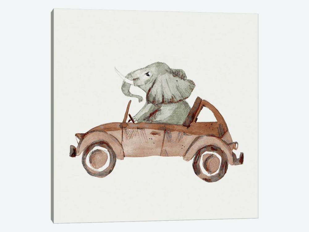 Africa Series - Elephant In Car by Bernadett Urbanovics 1-piece Canvas Print