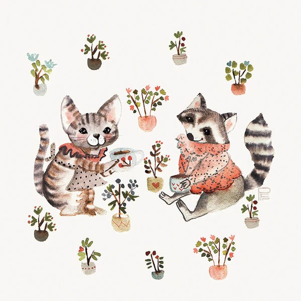 Raccoons: Tea Party by Bernadett Urbanovics