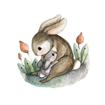 Mom And Me - Bunnies by Bernadett Urbanovics canvas print