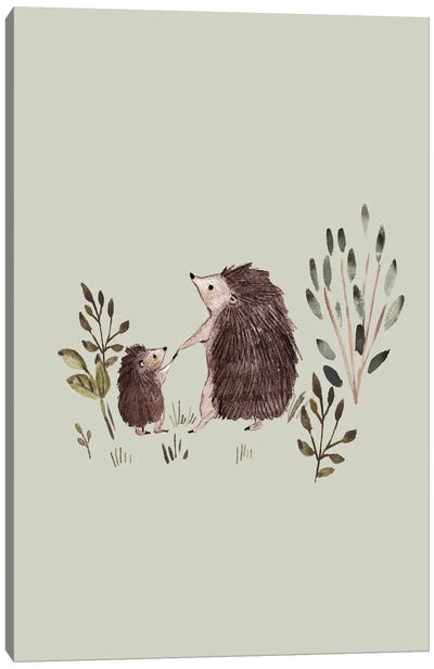 Mom And Me - Hedgehog Canvas Art Print - Bernadett Urbanovics