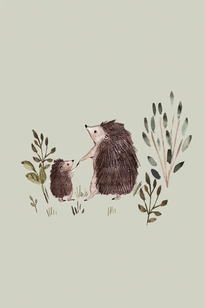 Kids Inspirational Art: Mom And Me - Hedgehog by Bernadett Urbanovics