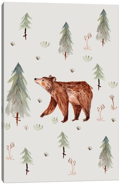 The Bear Canvas Art Print - Brown Bear Art