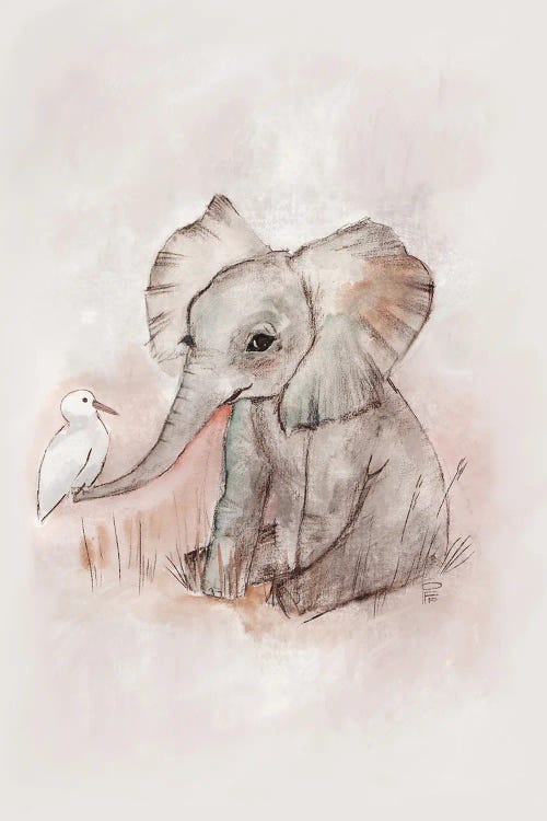 Baby Elephant by Bernadett Urbanovics wall art