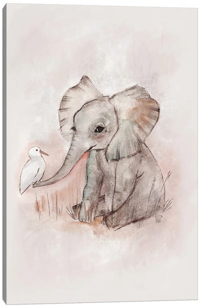 Baby Elephant Canvas Art Print - Bernadett Urbanovics