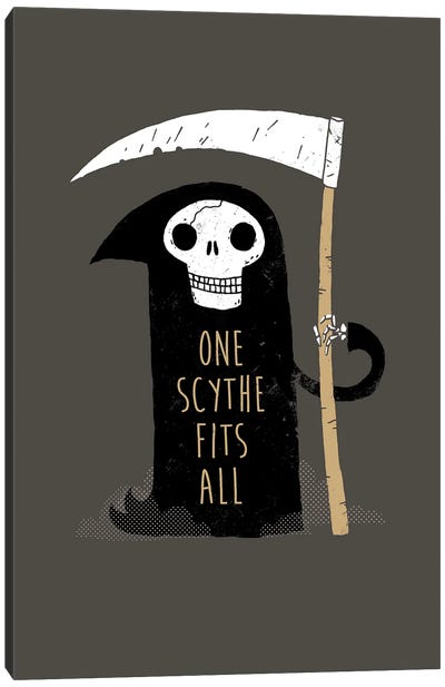 One Scythe Fits All Canvas Art Print - Grim Reaper Art