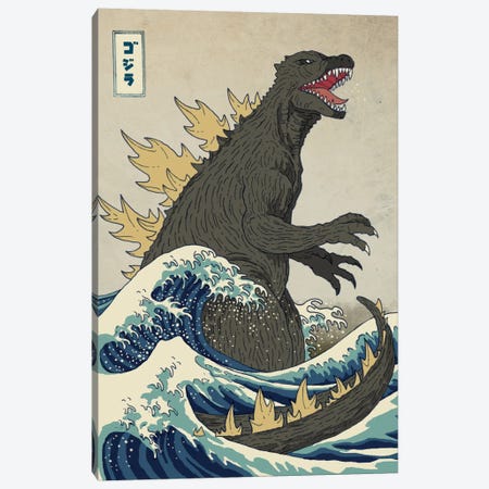 The Great Monster Off Kanagawa Canvas Print #BUX4} by Michael Buxton Canvas Print