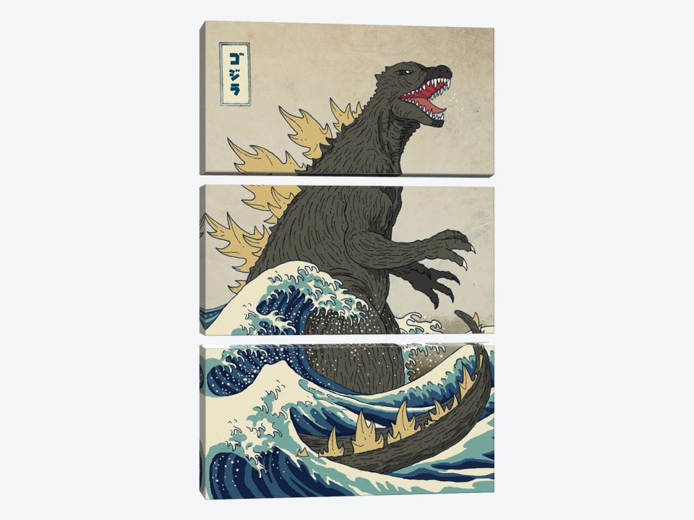 The Great Monster Off Kanagawa by Michael Buxton 3-piece Canvas Artwork