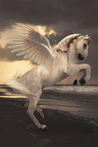 Pegasus With Roses by Babette Van den Berg gallery poster