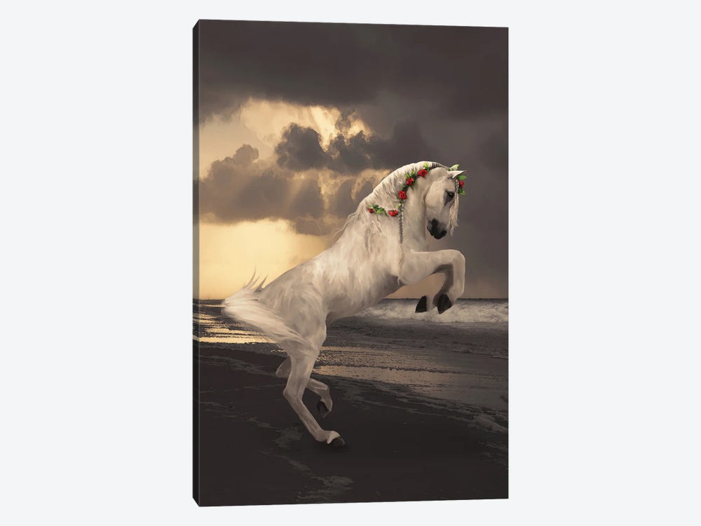 Paard Met Rozen by Babette Van den Berg 1-piece Canvas Artwork