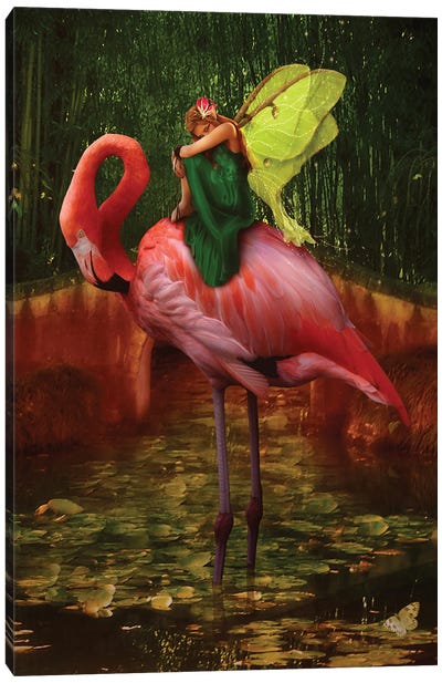Resting Fairy Canvas Art Print - Flamingo Art