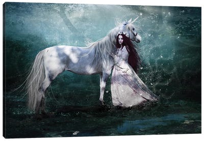 Faith Of The Unicorn Canvas Art Print - Friendly Mythical Creatures
