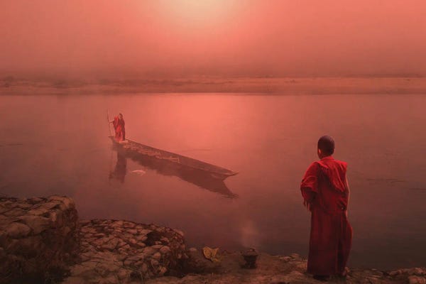 Rowboats: Monk's Arrival by Babette Van den Berg