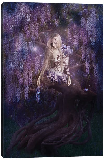 Wisteria Canvas Art Print - Friendly Mythical Creatures