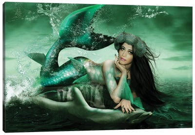 Splash Canvas Art Print - Mermaids