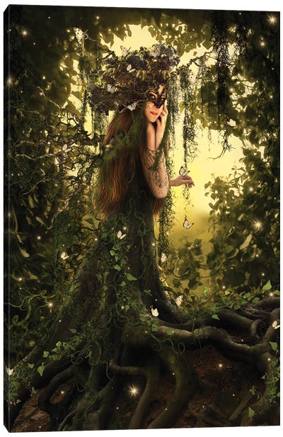 Art Tree Collection I Canvas Art Print - Friendly Mythical Creatures