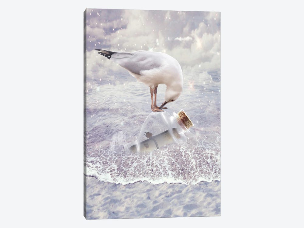Bottle And Seagull by Babette Van den Berg 1-piece Canvas Art Print
