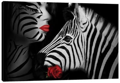 Zebra Love Canvas Art Print - Babette Van den Berg