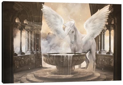 The Unicorn From Heaven Canvas Art Print - Friendly Mythical Creatures