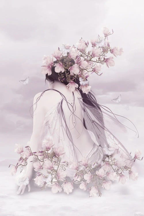 Vrouwen Elf Met Magnolia Bloemen by Babette Van den Berg wall art