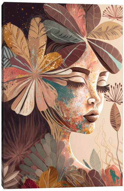 Kimi - Flower Portrait Canvas Art Print - Bella Eve