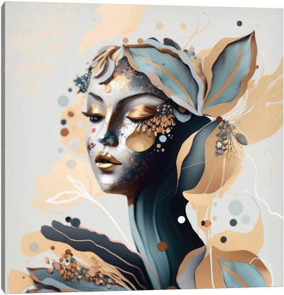 Skye Canvas Art Print - Gold & Teal Art