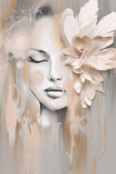 Beige Petal Portrait by Bella Eve multi panel art